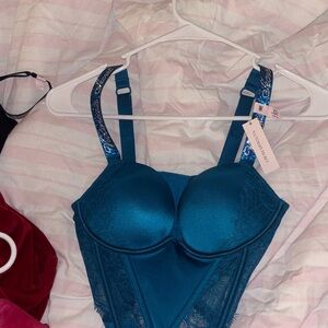 Victoria's Secret Blue Lace Underwire Bodysuit NWT